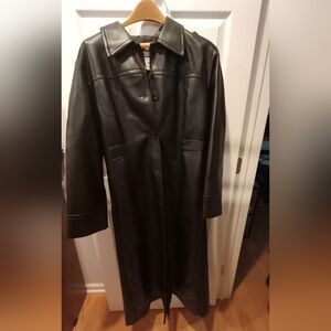 Faux leather trench coat